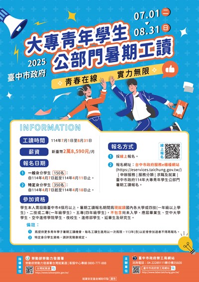 114年大專青年學生公部門暑期工讀